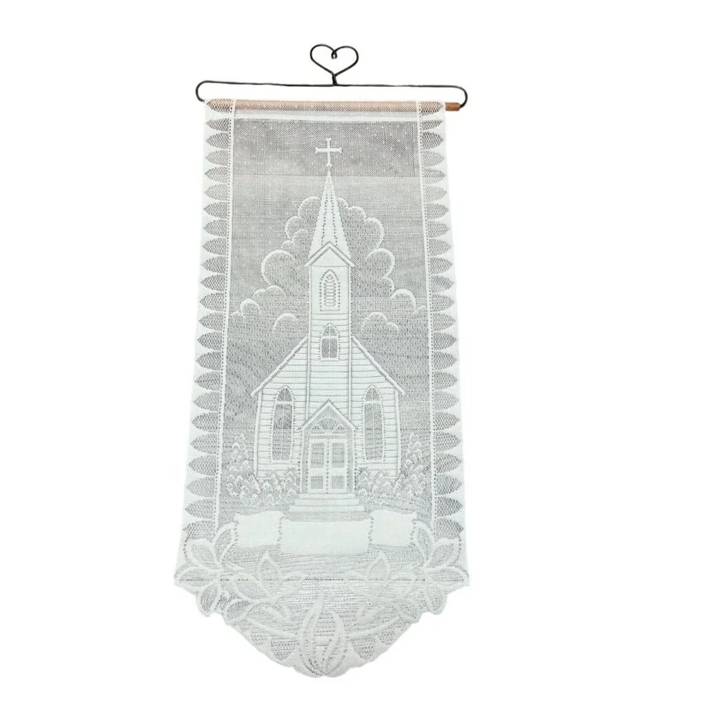 Decorative Lace Wall Door Art Hanging Tapestry Religious Country Church Motif